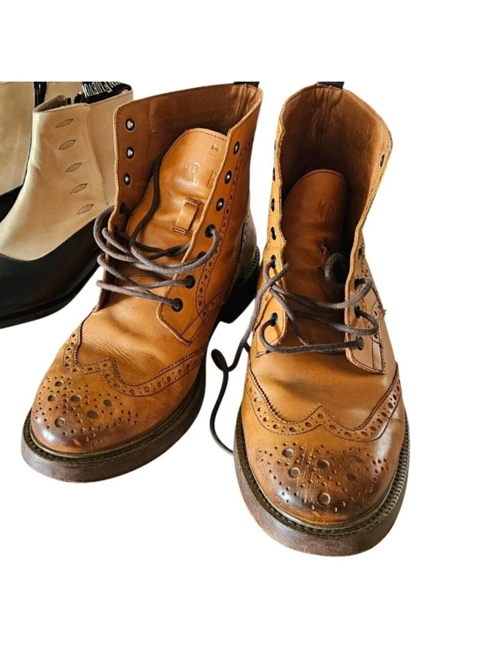 Mr. B's Gentlemen's Boutique for Aldo Brogue Ankle Boots Honey Brown Sz 9.5